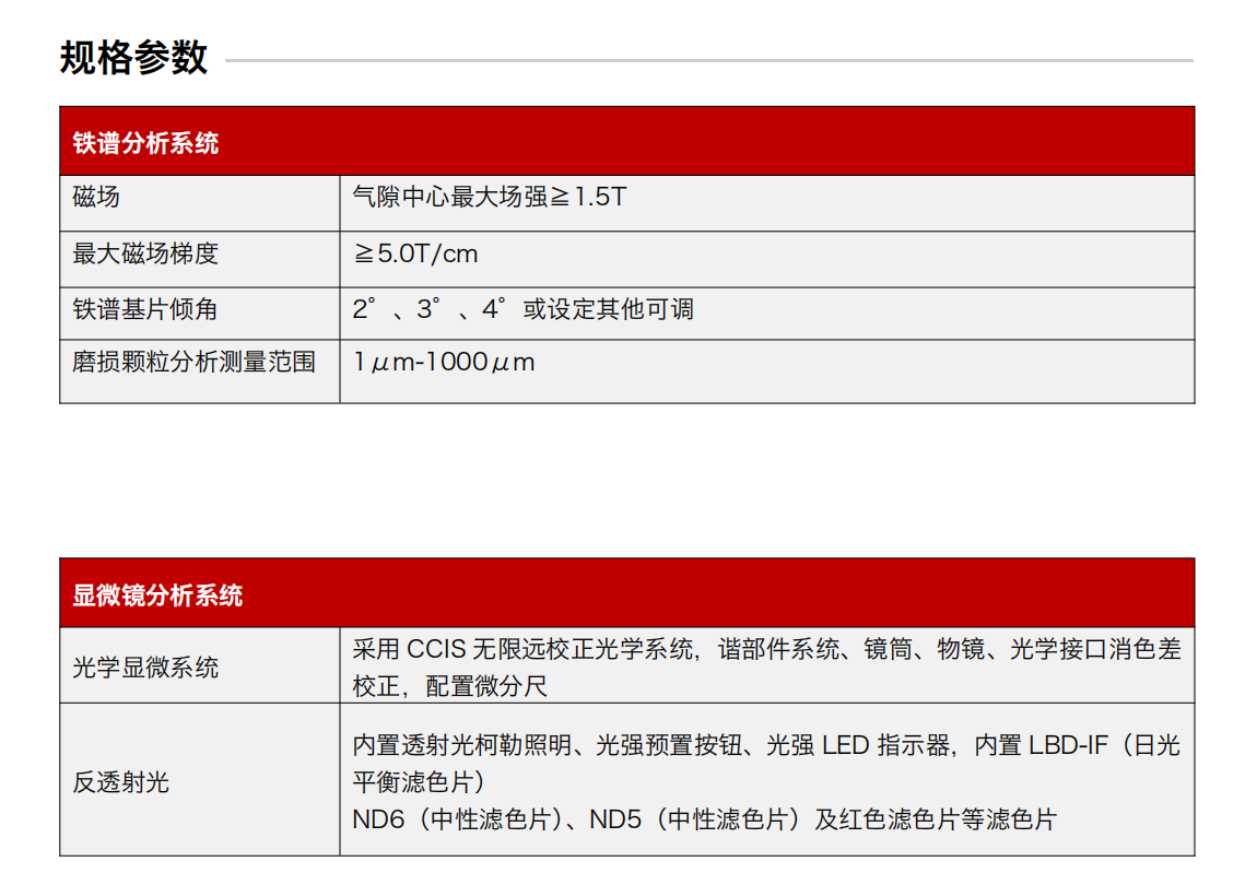 ITF 油品鐵譜分析儀系統(tǒng)由鐵譜儀主機、顯微鏡、譜片加熱器、干燥箱及圖像數(shù)據(jù)處理系統(tǒng)組成，可對油液中的磨損顆粒進行形態(tài)、尺寸、紋理、成分種類及數(shù)量等多維度觀測。作為一款潤滑油油品分析儀，它既能用于油液磨擦狀態(tài)分析與油液磨損機理分析，也能高效完成油品磨損微粒分析與油液磨損顆粒分析，是磨損顆粒定性分析的可靠工具。